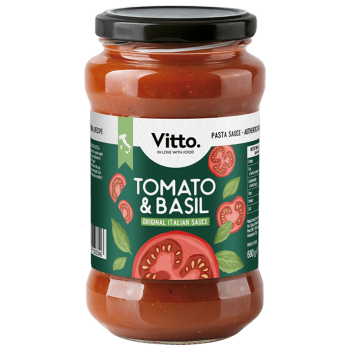 Tomato & basil sauce – Vitto jar front view